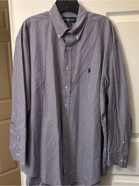 Ralph Lauren Men’s Navy and White Micro-Check Button-Down Shirt